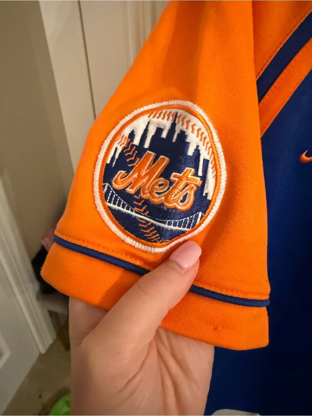Nike Kids Mets Royal Blue and Orange Wright Baseball Jersey